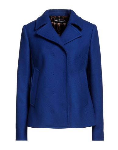 Dolce & Gabbana Woman Coat Bright Blue Size 6 Virgin Wool, Polyamide, Lycra