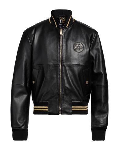 Versace Jeans Couture Man Jacket Black Size 42 Lambskin, Polyester