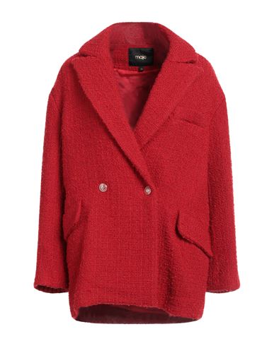 Maje Woman Coat Red Size 8 Wool, Acrylic, Polyester, Cotton