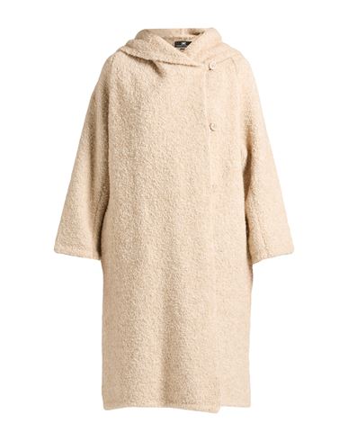 Elisabetta Franchi Woman Coat Beige Size 4 Acrylic, Mohair Wool