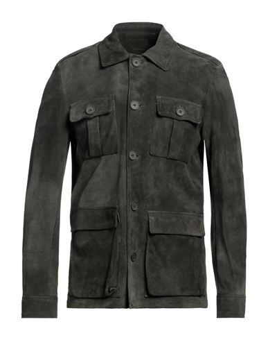 Salvatore Santoro Man Jacket Dark Green Size 42 Ovine Leather