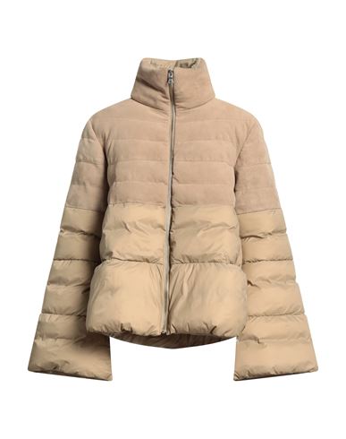 Andrea D'amico Woman Puffer Sand Size 8 Goat Skin, Polyamide In Beige