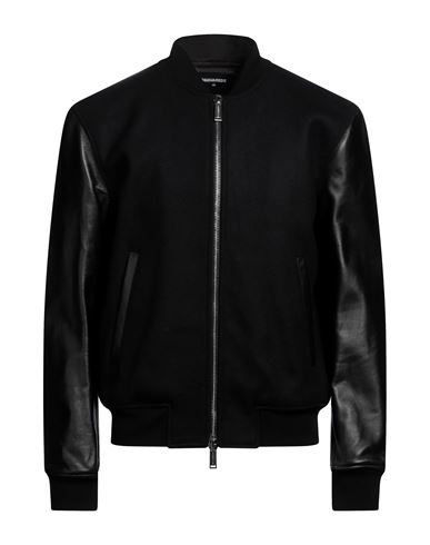 Dsquared2 Man Jacket Black Size 42 Virgin Wool, Polyamide, Elastane, Ovine Leather