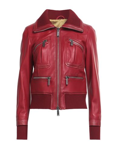 Dsquared2 Woman Jacket Red Size 6 Ovine Leather