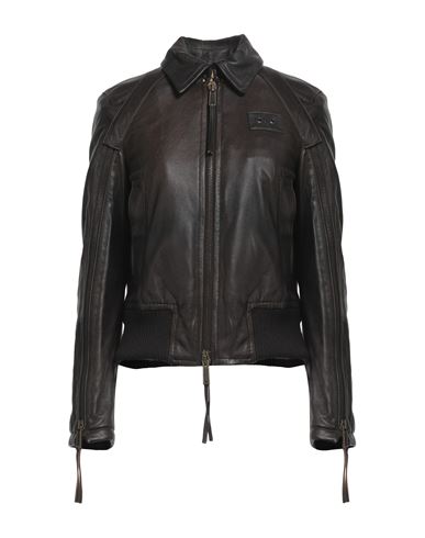 Dsquared2 Woman Jacket Dark Brown Size 0 Ovine Leather