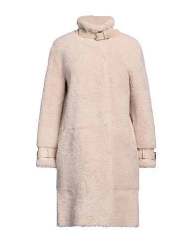 Maje Woman Coat Beige Size 8 Lambskin