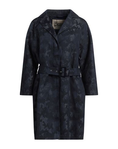 Herno Woman Overcoat Navy Blue Size 6 Cotton, Polyester