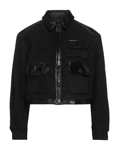 Maje Woman Jacket Black Size 8 Cotton, Viscose, Polyamide, Polyester, Polyurethane