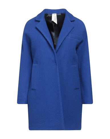 Annie P . Woman Coat Bright Blue Size 6 Virgin Wool, Mohair Wool, Polyamide, Viscose