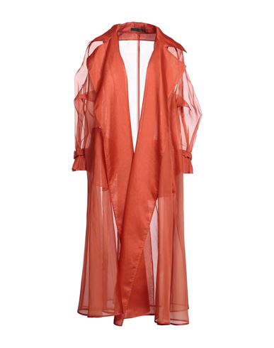Max Mara Woman Overcoat Rust Size 8 Silk In Red