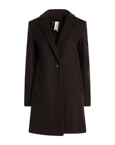Annie P . Woman Coat Dark Brown Size 6 Virgin Wool, Polyamide, Cashmere