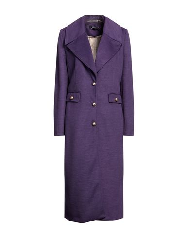 Gattinoni Woman Coat Dark Purple Size 10 Polyester, Elastane, Acetate, Viscose