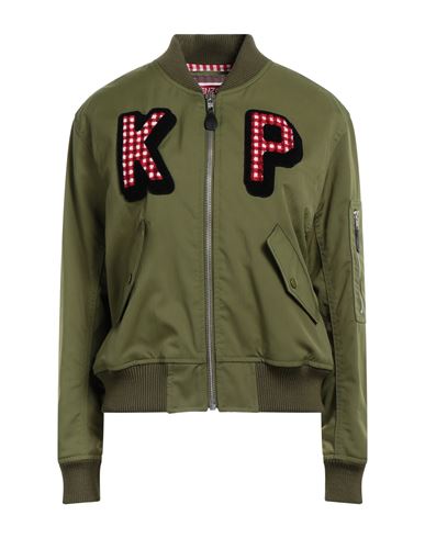 Kenzo Woman Jacket Military Green Size M Polyester, Polyamide, Acrylic, Cotton, Elastane