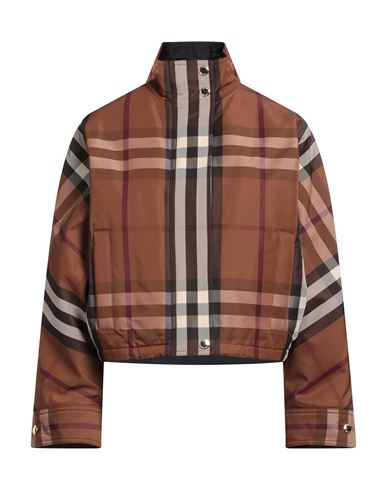 Shop Burberry Woman Jacket Brown Size 6 Polyamide