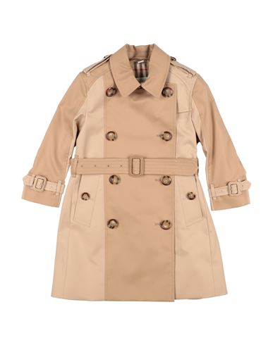 Shop Burberry Toddler Girl Overcoat & Trench Coat Camel Size 6 Cotton In Beige