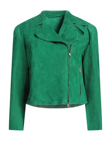 Salvatore Santoro Woman Jacket Green Size 6 Ovine Leather