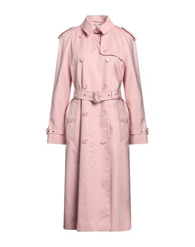Shop Burberry Woman Overcoat & Trench Coat Light Pink Size 6 Cotton
