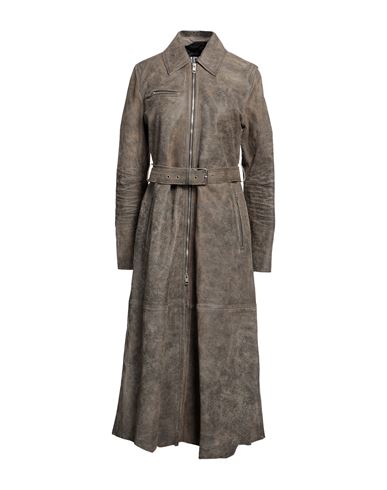 Diesel Woman Coat Khaki Size 2 Sheepskin In Beige