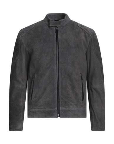 Diesel Man Jacket Lead Size 34 Bovine Leather In Grey
