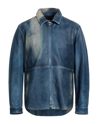 Diesel Faded Leather Zipped-up Shirt Jacket In Blue
