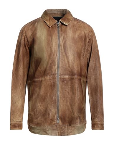 Diesel Zipped-up Leather Jacket In Beige