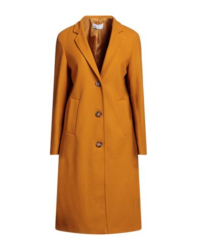 Diana Gallesi Woman Coat Ocher Size 8 Virgin Wool, Polyamide In Yellow