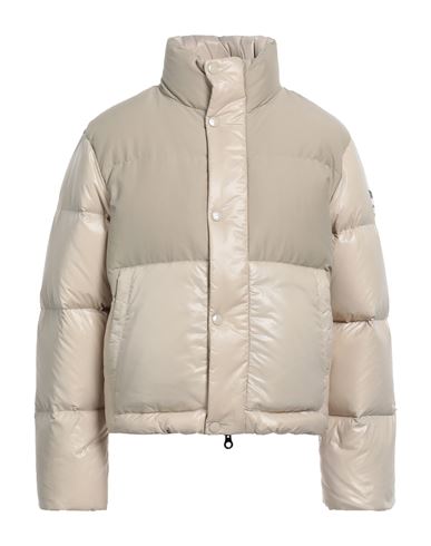 Man Down Jacket Beige Size 40 Cotton, Polyamide In Neutral