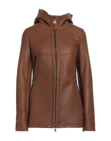 Garrett Woman Coat Tan Size 10 Soft Leather In Brown