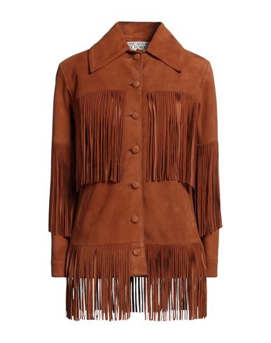 Shop Dancassab Woman Jacket Camel Size S Ovine Leather In Beige