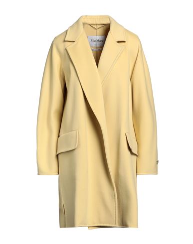 Max Mara Woman Coat Light Yellow Size 10 Virgin Wool, Cashmere