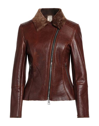 Delan Woman Jacket Rust Size 8 Ovine Leather In Red