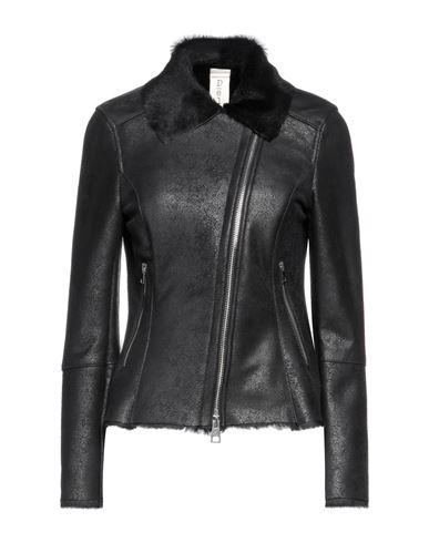 Delan Woman Jacket Black Size 12 Ovine Leather
