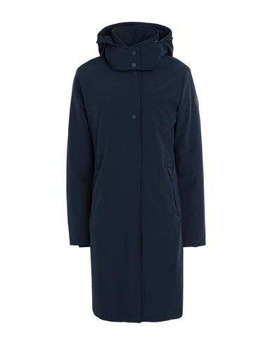 Shop Woolrich Firth Down Hooded Trench Woman Puffer Navy Blue Size S Polyester, Elastane