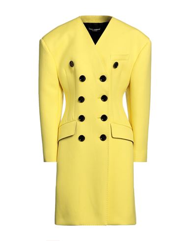 Shop Dolce & Gabbana Woman Coat Yellow Size 6 Virgin Wool