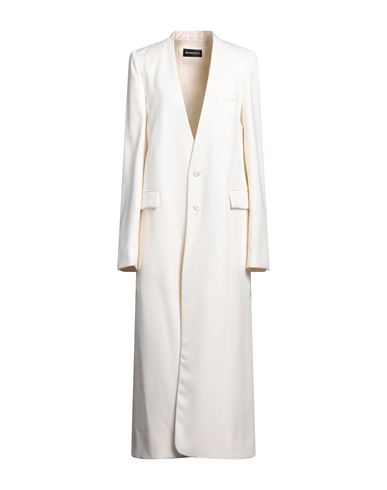 Ann Demeulemeester Woman Coat Ivory Size 8 Virgin Wool In White