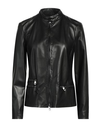 Emporio Armani Woman Jacket Black Size 8 Lambskin