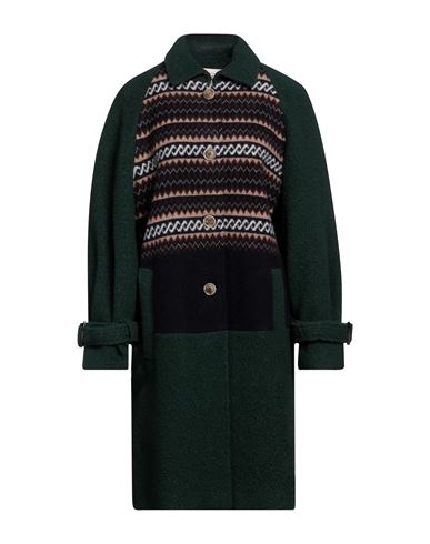 Semicouture Woman Coat Green Size 6 Virgin Wool, Polyamide, Polyester, Wool, Cashmere