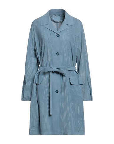 Desa 1972 Woman Overcoat Light Blue Size 12 Soft Leather