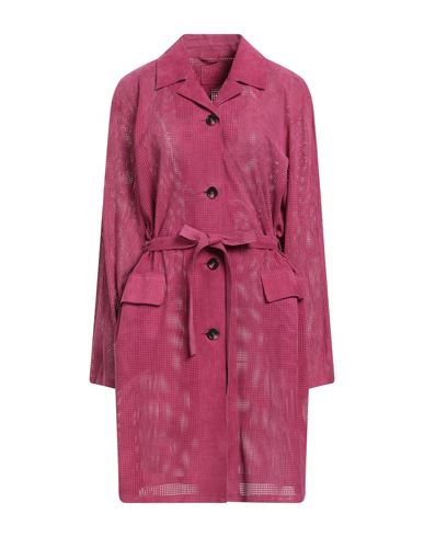 Desa 1972 Woman Overcoat Magenta Size 4 Soft Leather