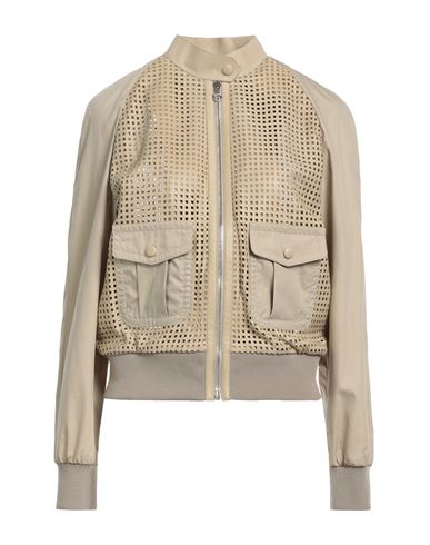 Ferragamo Woman Jacket Beige Size 10 Lambskin, Cotton, Silk, Acrylic, Polyamide