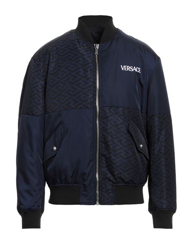 Versace Man Jacket Navy Blue Size 38 Polyamide, Viscose, Polyester, Elastane