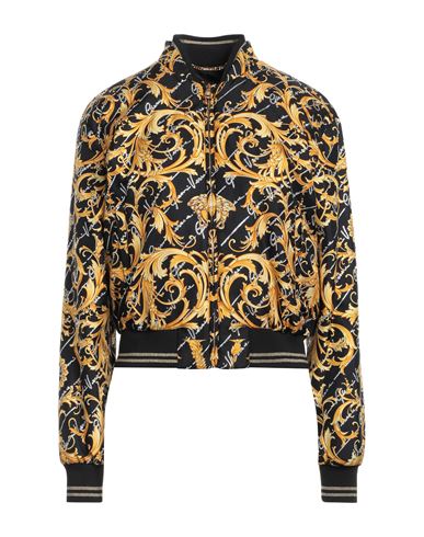 Versace Woman Jacket Black Size 6 Silk, Viscose, Polyester, Metallic Polyester, Elastane