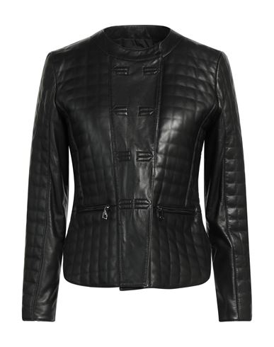 Emporio Armani Woman Jacket Black Size 12 Lambskin