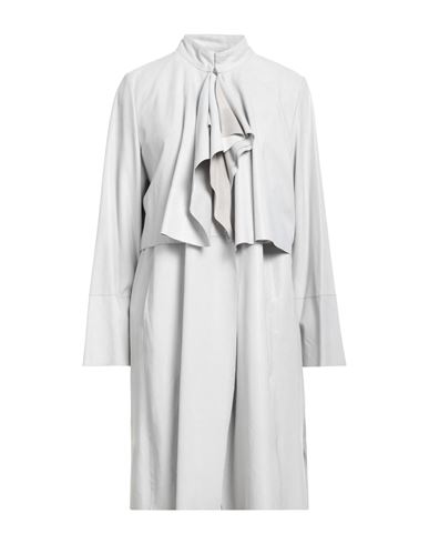 Emporio Armani Woman Overcoat Light Grey Size 10 Goat Skin