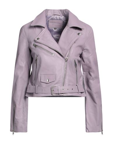 Bolongaro Trevor Savana Cropped Leather Jacket In Lilac-purple