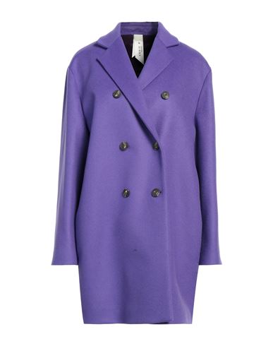Annie P . Woman Coat Purple Size 12 Virgin Wool, Polyamide, Cashmere