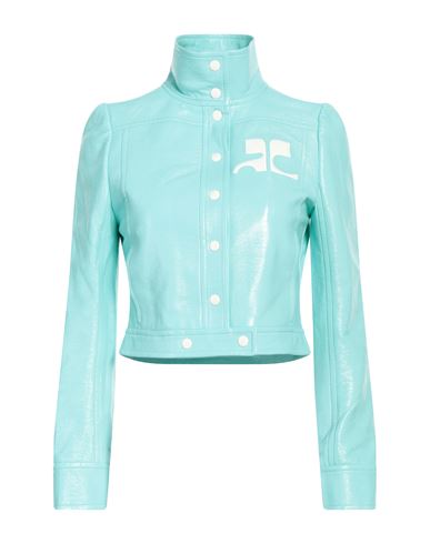 COURRÈGES COURREGES WOMAN JACKET TURQUOISE SIZE 6 COTTON, POLYURETHANE, ELASTANE, POLYAMIDE