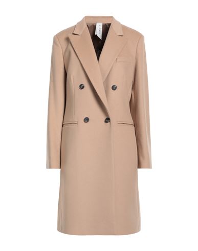 Annie P . Woman Coat Beige Size 8 Virgin Wool, Polyamide, Cashmere