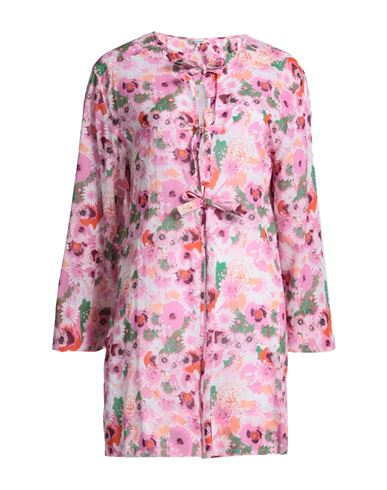 Ganni Floral Organic Cotton Cover-up Tunic In Pink