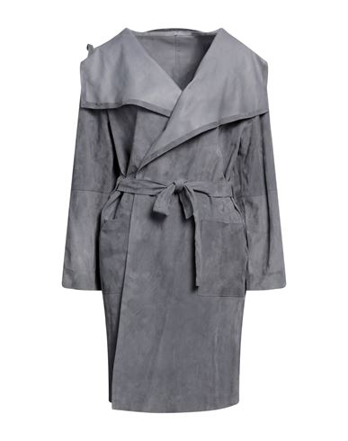 Accuà By Psr Woman Overcoat Grey Size M Soft Leather